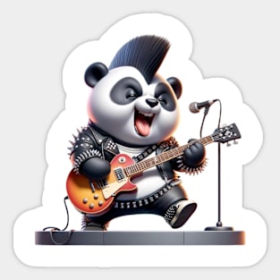 Punk Rock Panda - Electric Riffs - Hardcore Panda Musician Tee Sticker